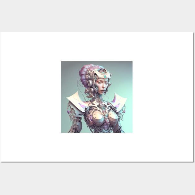 Portrait in Pastel Colors of A Fractal Robot Wall Art by daniel4510